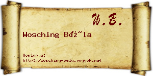 Wosching Béla névjegykártya
